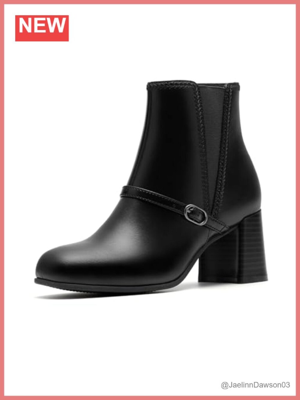 Women's Ankle Boots Leather Block Heel Bootie Zip Closure Comfort